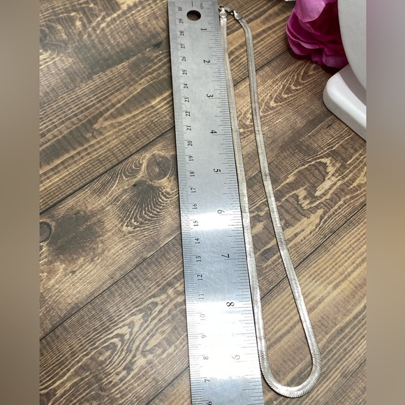 925 sterling silver herringbone chain wide necklace - Picture 5 of 6